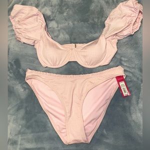 Xhilaration Pink puff sleeve bikini